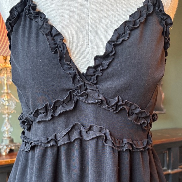 Black Ruffled spaghetti strap Dress - Picture 2 of 15